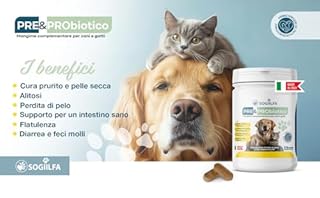 Fermenti lattici cani 120 pz probiotici per cani e gatti, probiotici per intestino con Enzimi digestivi vivi.Probiotico per cani e gatti naturale rilassante. Pastiglie cane per prurito e dermatite