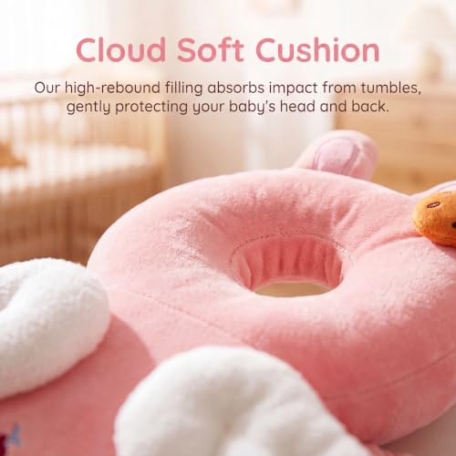 Image of Baby Head Protector Backpack - Soft & Lightweight Fall Cushion Backpack for Toddlers Walking and Crawling(Pink Rabbit)