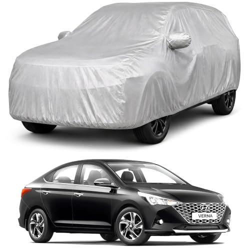 Image of Autofact Car Body Cover Compatible with NexGen Verna 2017-2022 | Custom Fit Car Cover | 100% Water-Resistant| Triple-Stitched Lightweight Fabric | Dustproof | Indoor & Outdoor Use | Elastic Bottom