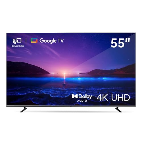 FPD Fernseher 55 Zoll Smart TV mit Google TV, 4K UHD-Auflösung, integriertem Google Play und Google Cast, HDR 10, Dolby Vision und Dolby Atmos, MEMC-Bewegungsoptimierung (Canvas-Serie, 2025)