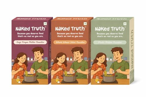 Image of Naked Truth Multi Millet, Whole Wheat & Ragi Noodles Pack of 3 (215g Each) | No Maida Non-Fried Veg Hakka Noodle | High Protein Fiber Rich Millet Noodles Combo | No MSG /Preservatives