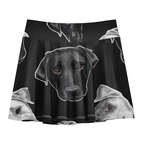 Joisal Girls Skorts Athletic Shorts Black White Labrador Dog Skirts with Shorts Cool Pink Little Girl 3t2
