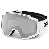 Incluye Racing Cap. Briko Lava FIS 7.6 2 Lenses Máscara de esquí/Snow, Adultos Unisex, White-Silver Mirror Cat.1 / Pink Cat. 1, Talla única