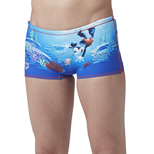 arena ディズニー トレーニング 競泳用 水着 ジュニア ショートボックス DIS-9302J ブルー × ブラック × レッド R130