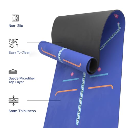 Image of Lifelong Suede & Natural Rubber Yoga Mat for Woman & Man | Non-Slip & Anti-Skid | 6mm Yoga Mat for Man |Exercise Mat for Yoga, Workout & Pilates | Gym Equipment for Home Workout | Free Carry Bag (Blue)