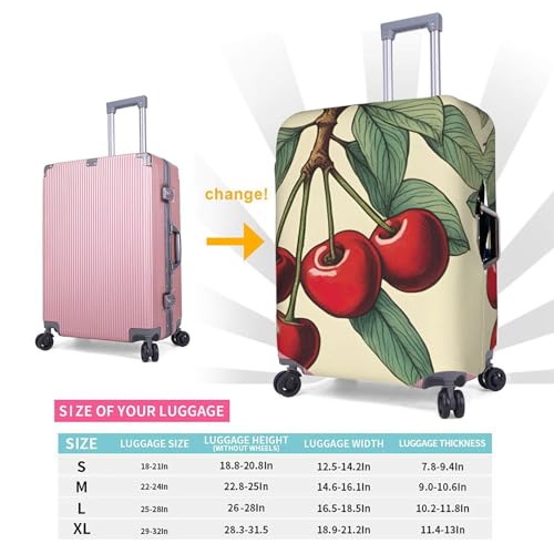Lovely Sweet Red Cherry Tsa Approved Luggage Cover For 18-32 Inch Suitcases Scratch-Resistant Stretch Luggage Cover 6
