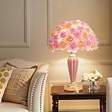 ZYLEISENBAO Pink Flowers Lamp Fabric Flower Bedside Lamp Romantic Rose Bouquet Table Lamp for Wedding Decor Girl Bedroom Valentines Dating Living Room Hotel Office