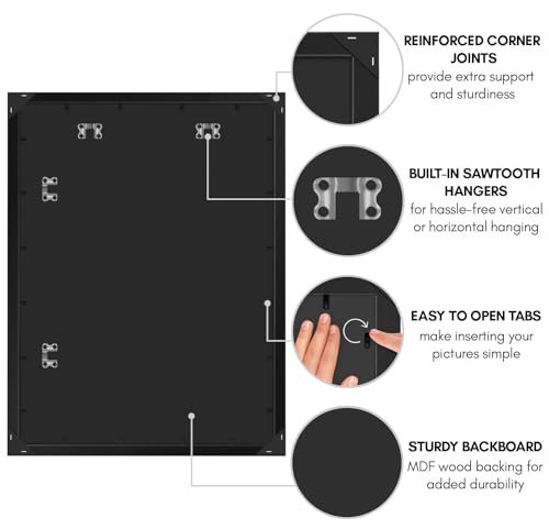 Americanflat 30x40 Picture Frame with Polished Plexiglass - Black Picture Frame - Wide Photo Frames Made of Engineered Wood for Vertical or Horizontal Wall Display - Epic Collection - Black