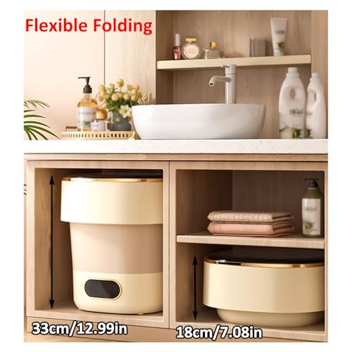 Mini Laundry Machine 12L Large Capacity For Efficient Cleaning With Spin Basket, Foldable Camping Washing Machine Apartments, Dorm,RV, Travel(Size:12.59 * 12.28 * 12.99in,Color:Black-purple)