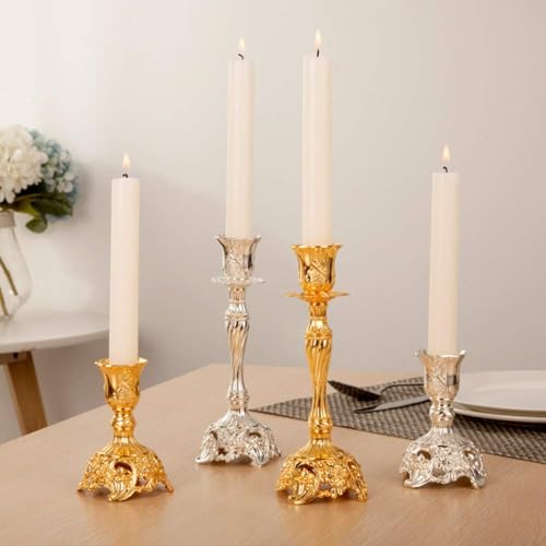 Sziqiqi Silver Plated Candlestick Holders Set Of 2 Taper Candle Holders Deluxe Ornate Candle Holders For Shabbat Taper Candles thumb #4