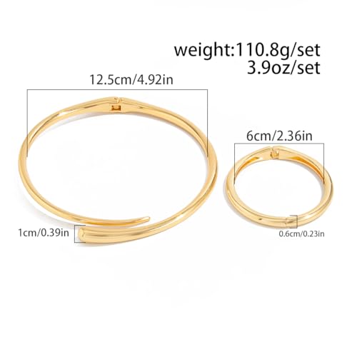 Chunky Gold Choker Necklace for Women With Bracelets, 18K Gold Plated Statement Teardrop Collar Silver Minimalist Fashion Accessories Jewelry Gifts4