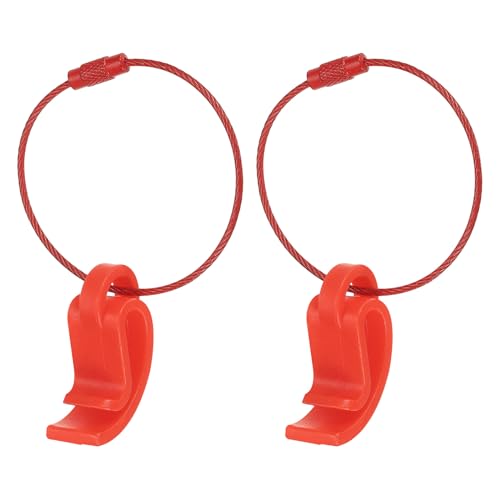 PATIKIL Flying Disc Clip with Wire Cable, 2 Pack Sport Disk Hanger Hook Holder for Carrying Organizing Discs, Red