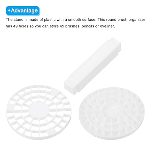 Image of PATIKIL 2pcs Paint Brush Holder, Paint Brush Storage Organizer 49 Holes Plastic Paint Storage Desk Stand Round for Artist Desk Makeup Pencil, White