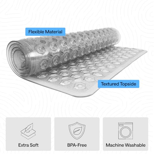 Image of GORILLA GRIP Patented Square Shower Stall Mat, Small Bathtub Floor Mats for Stand Up Showers with Suction Cups and Drainage Holes, Machine Washable, Soft on Feet, Bathroom Accessories 21x21 Inch, Gray