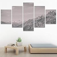 SIGNWIN 5 Panel Canvas Wall Art Modern Art Expressive Landscape Modern Mountain Top Multicolor Photography for Home Decorations Ready to Hang - 60