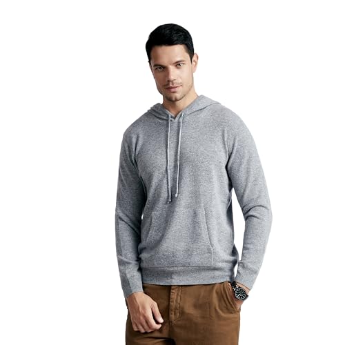 BEYOND FASHION Men's Sweater Pocket Hoodie Pullover - 100% Pure Cashmere