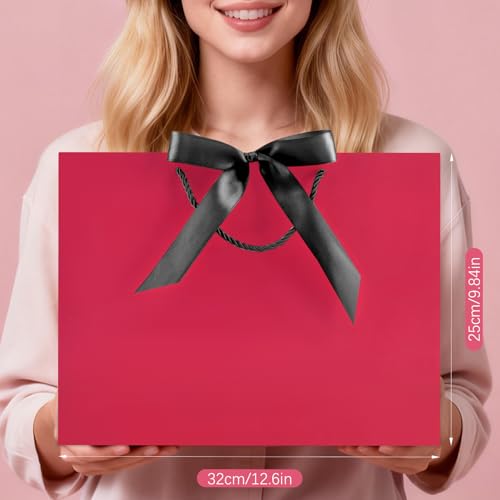 Image of JMANNI Mothers Day Gift Bags with Handles, 13 inch Medium Gift Bag for Presents, 1 Pcs Bags with 2 Tissue Paper and 1 Cards for Baby Shower Wedding Bridal Mother's Day Birthday Party (Raspberry-Pink)