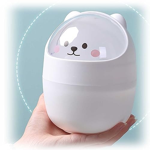 Mini Lixeira Mesa Multiuso Quarto Maquiagem Porta Treco Top Escritório Papelaria Fofa (Branco)