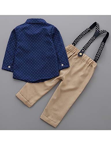 Image of Baby Toddler Boy Formal Gentleman Suits,Dress Short Shirt With Bowtie+Suspender Pants Dressy Outfit