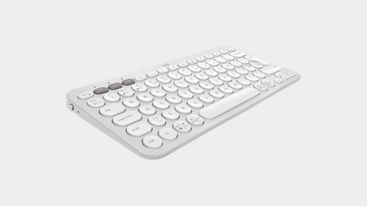 Logitech Pebble Keys 2 K380s, tastiera Bluetooth multi-dispositivo, stilizzata e portatile, Easy-Switch, Windows, macOS, iPadOS, Android, ChromeOS, layout QWERTY UK, bianco (bianco)