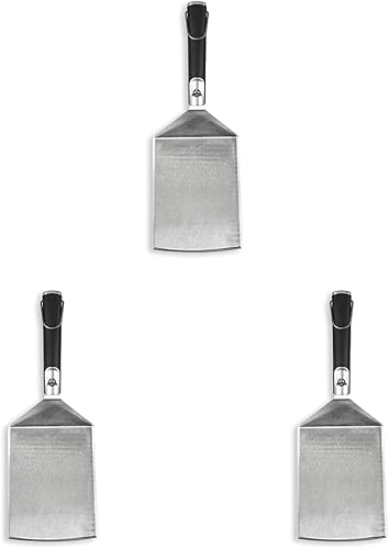 Pit Boss Grills Soft Touch - Espátula grande para cabeza grande, color negro y plateado (paquete de 3)