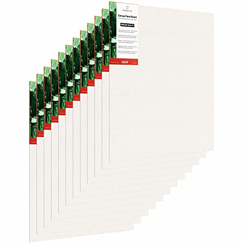 Image of Scholar Art Hobby Series 04 Oz (230 GSM) 100% Cotton Canvas Panel Board for Painting (White Blank Canvas Boards for Acrylic Paint, Oil Paint, Wet & Dry Media) | 20 inchx20 inch (50x50 cm), Pack of 12