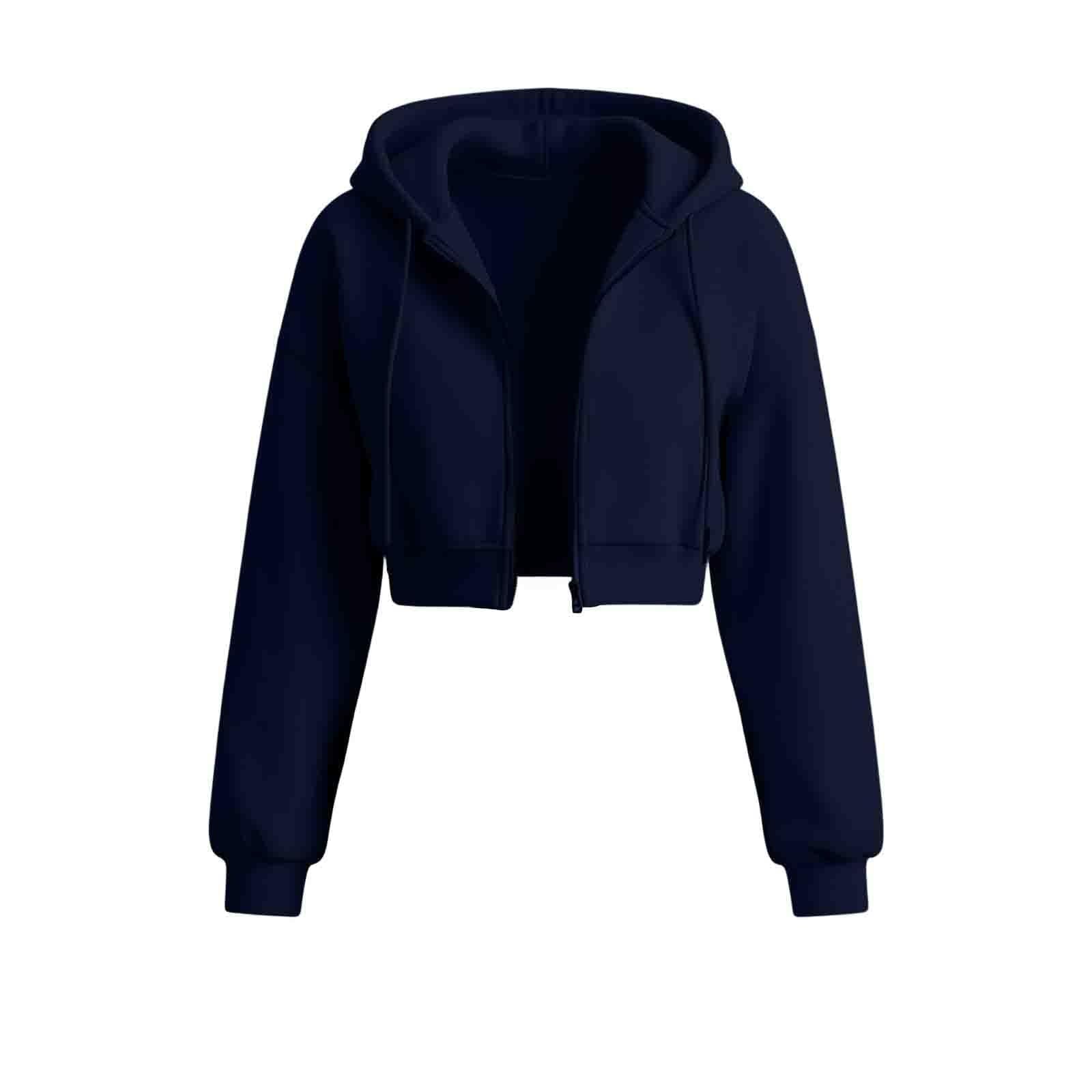 Generisch Sweatjacke Damen Mit Kapuze Sportjacke Damen Kurz Kapuzenjacke