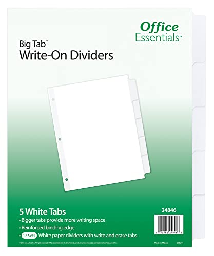 Intercalaires à 5 onglets pour trier vos dossiers volumineux Office Essentials