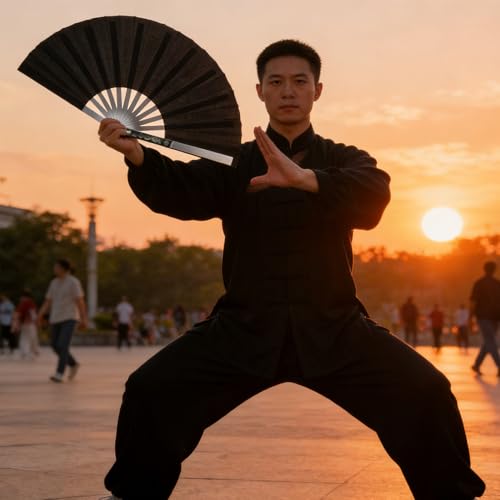 Éventail pliable en acier inoxydable avec protège-main pour éviter les blessures au Kung-fu