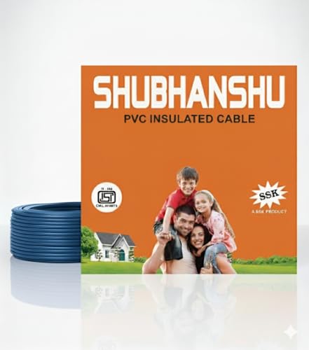 Image of 1.50 SQMM PVC Insulated Pure Copper Wire | Single Core Flexible Electric Cable | ISI Certified | 90 Meters | Blue