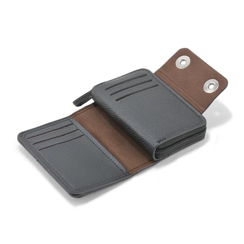Image of 9 Slot RFID Genuine Leather Credit Debit Card Holder Wallet Money Zipper Coin Purse for Men & Women (Black)