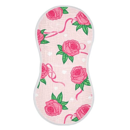 Baby Burp Cloths, Soft Absorbent Burping Cloths for Babies, Cotton Milk Spit Up Rags, Large Size for Newborns, Baby Boys and Girls (Floral Ribbon Print)