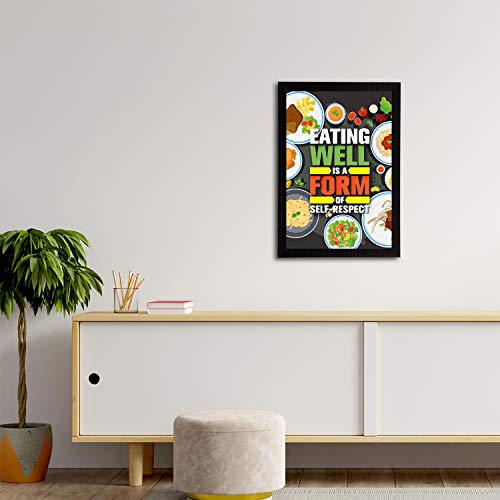 Image of eCraftIndia inchEating Well is A Form of Self-Respect Quote Painting Digital Printed Wall Art - Inspirational Kitchen Decor - Gift for Loved Ones - Suitable for Birthdays, Housewarmings