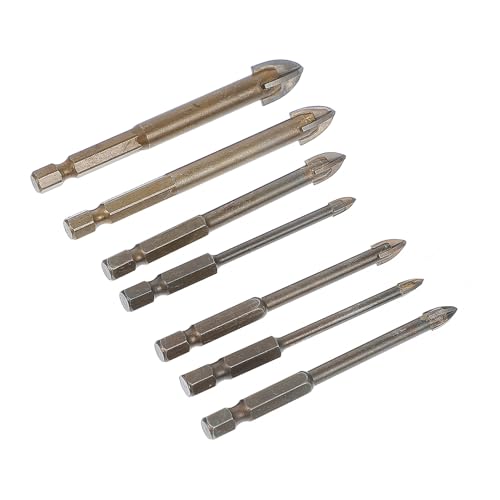 KOMBIUDA 7 piezas Brocas de Dura para Taladro Herramientas de Perforación Mampostería Brocas Triangulares para Azulejos Porcelánico Vidrio y Cemento