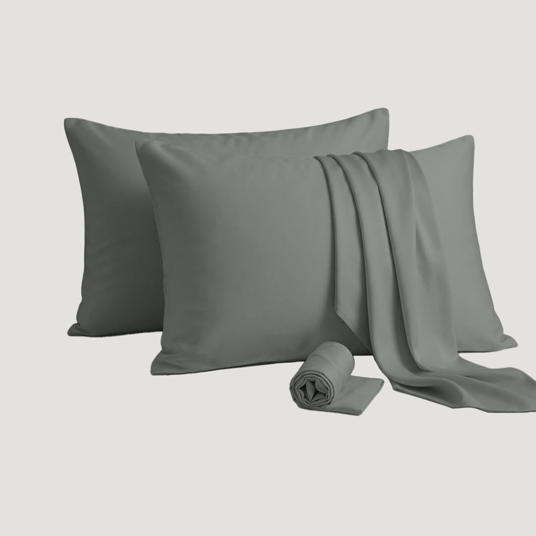 Ziya Homes Pillow Cases 2 Pack - Dark Grey Housewife Pillowcases - 200TC Soft Brushed Microfiber Pillow Covers with Envelope Closure (50 x 75 cm) โ image 1
