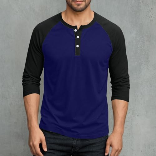 Mens Henley Shirts 2025 Fall Raglan 3/4 Sleeve Jersey Baseball T-Shirt Slim Fit Casual Cotton Sport Athletic Tee Tops2