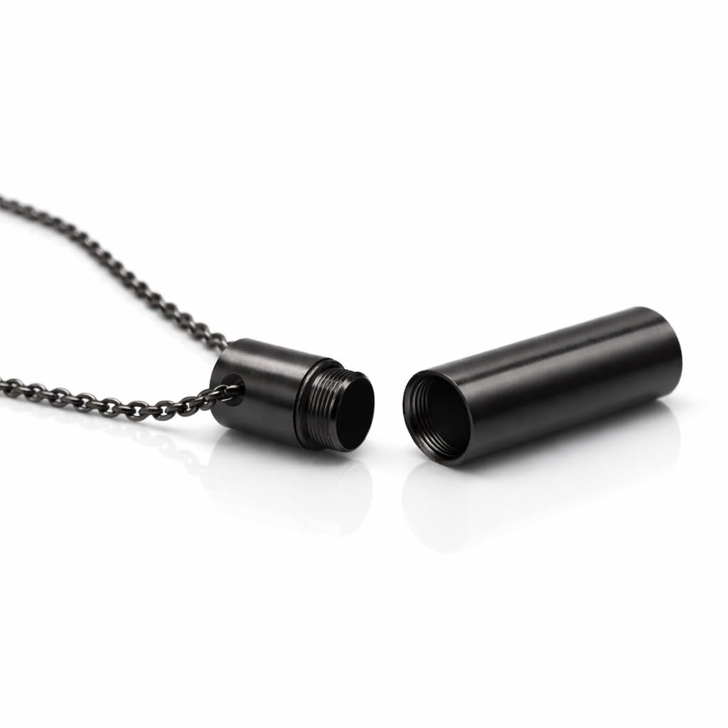 OBSIDIAN CORE - BLACK - 10mm Titanium Steel Pendant with 24inch Round Box 4 mm Chain for Men & Boys with adjustable cable chain-image-24