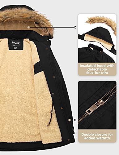 Soularge Women's Winter Plus Size Sherpa Lined Jacket with Detachable Hood3