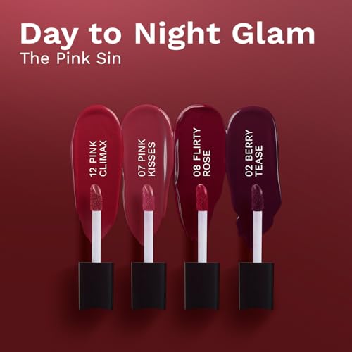 Image of Pilgrim Matte Mini Liquid Lipstick 4 in 1 Pack Smudgeproof, Hydrating & Lightweight (The Pink Sin, 4 ml)