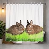 Hongduo 3D Duschvorhang 240x200 Hase Muster Antischimmel Wasserdicht Duschvorhänge Einfach Shower Curtain aus Polyester Waschbar Vorhang mit Ringe