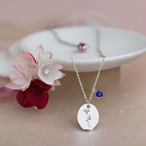 JJTZX Minimalist Floral Necklace - Dainty Birth Flower & Month Flower Necklace - Mom Daughter & Best Friend Gift2