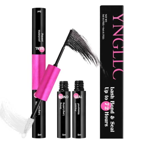 Lash Cluster Glue Bond and Seal Waterproof, Strong Hold for 72 Hours, Lash Bond and Seal Long Lasting, 2-in-1 Lash Glue for Eyelash Clusters - 5ml+5ml