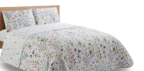 Mice - Colcha Bouti Reversible con Diseño Floral, Acolchado Termosellado, Incluye Funda de Cojín 50x70 cm - Cubrecama Entretiempo y Verano (Cama 150 cm)