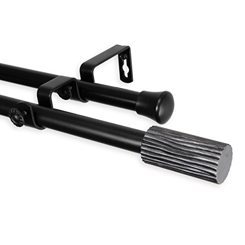 Rod Desyne Cedar Double Curtain Rod, 28"-48", Black