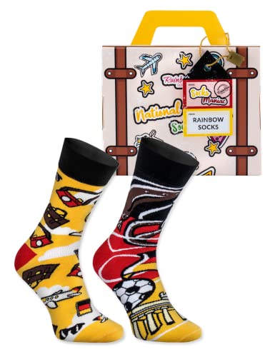 Rainbow Socks Deutsche Socken Im Koffer Für Reisende Touristen Deutschlandliebhaber 1 Paar In Den Farben Der Deutschen Fahne - Größe 36-40