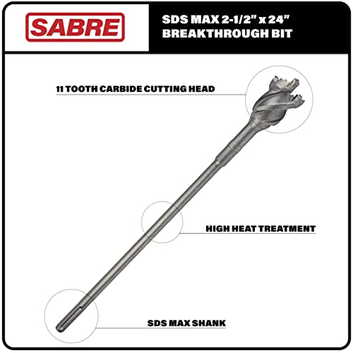 Sabre Tools 2-1/2 in x 20 in x 24 in SDS MAX Breakthrough Bit, Thru Hole Bit Carbide Tipped, Multi-Cutting Head for Concrete, Brick, Stone by Sabre Tools - Used condition - Image 3