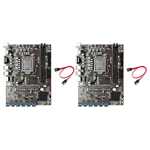 Vorfaove 2X B250C BTC Mining Motherboard+SATA Cable 12XPCIE to USB3.0 Graphics Card Slot LGA1151…