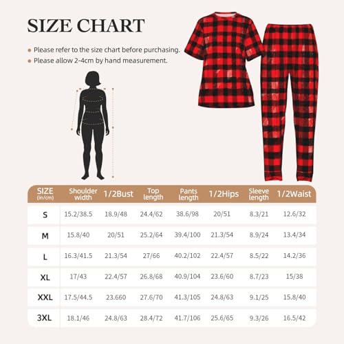 Pyjama doux à carreaux rouges et noirs pour femmes - 6