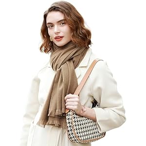 RIIQIICHY Scarfs for Women Pashmina Shawl Wraps for Evening Dresses Women Scarf for Wedding Large Winter Scarves Dark Camel