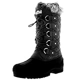 Polar Womens Quilted Lace Up Waterproof Walking Snow Fur Lined Knee Boots